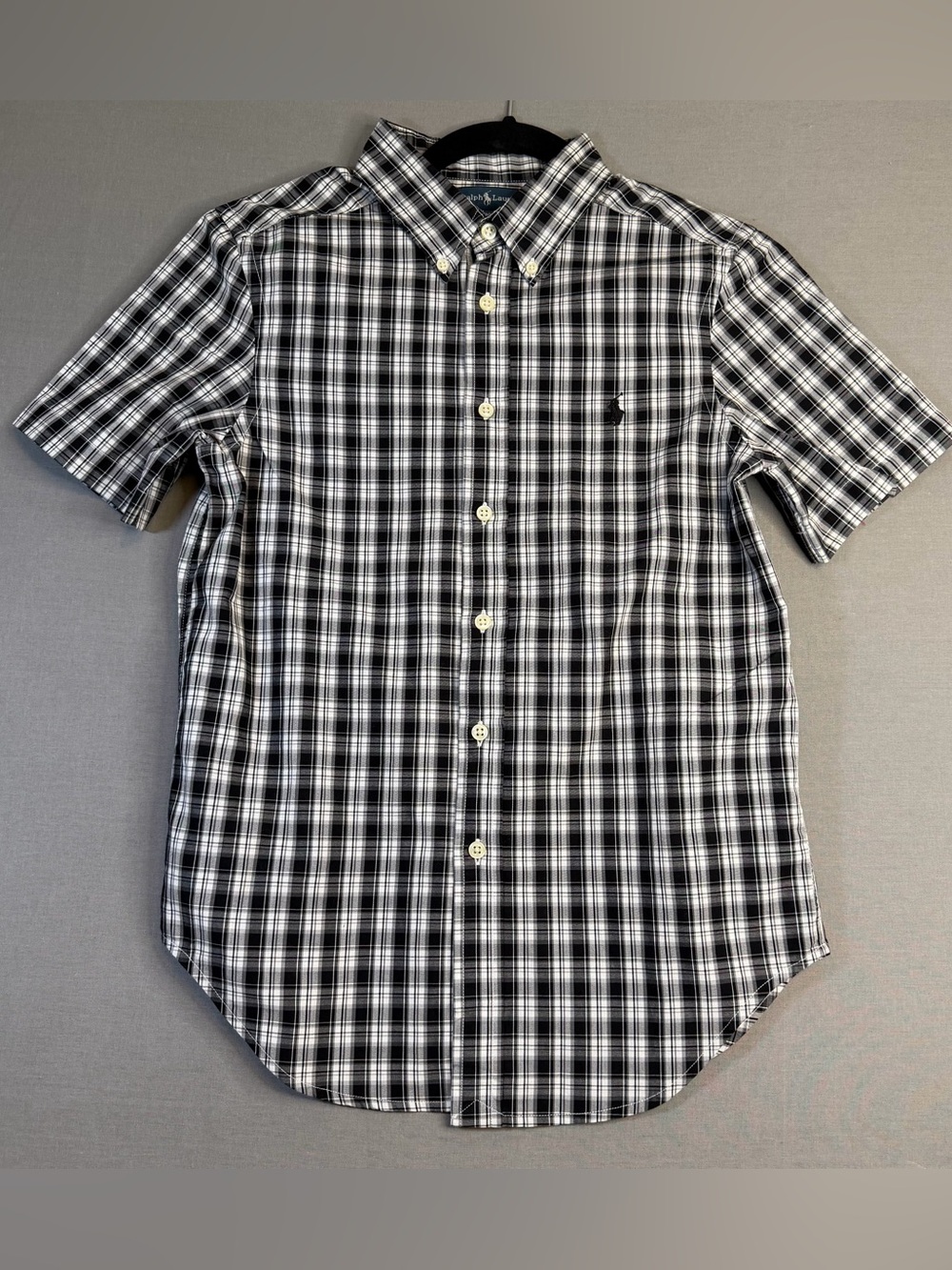 Boys Ralph Lauren Black & White Plaid Short-Sleeve Button-Down Shirt